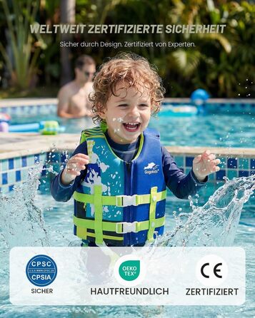 Дитячий рятувальний жилет Gogokids Float Jacket для плавання (2-9 років, 15-35 кг, S, блакитний)