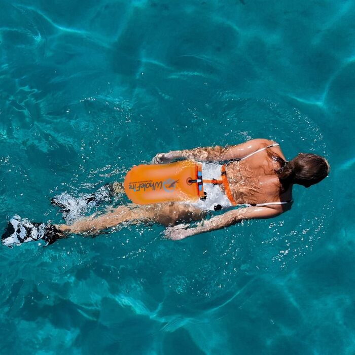 WholeFire 20L Плавуча Сумка для Спорядження, Водонепроникна, Надувна, для Водних Видів Спорту: Плавання, Триатлон, Каякінг, Снорклінг, Помаранчевий