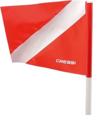 Буй для дайвінгу Cressi з сигнальним прапором, для підводного полювання, апное та снорклінгу, флуоресцентний червоно-біло-чорний