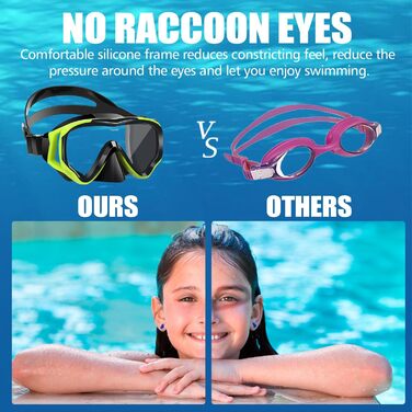 Набір для снорклінгу для дітей HIKOTEY, сухий сноркель, маска для снорклінгу з антизапотіваючим покриттям, водонепроникні затички для вух, набір для снорклінгу для хлопчиків (B1-Жовтий)