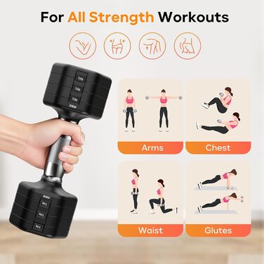 Набір гантелей JOROTO 4-в-1, регульовані гантелі, 2 шт., 2–5 кг, хромоване покриття, неслизький грип, для чоловіків та жінок, силові тренування, фітнес, домашні тренування (чорний)