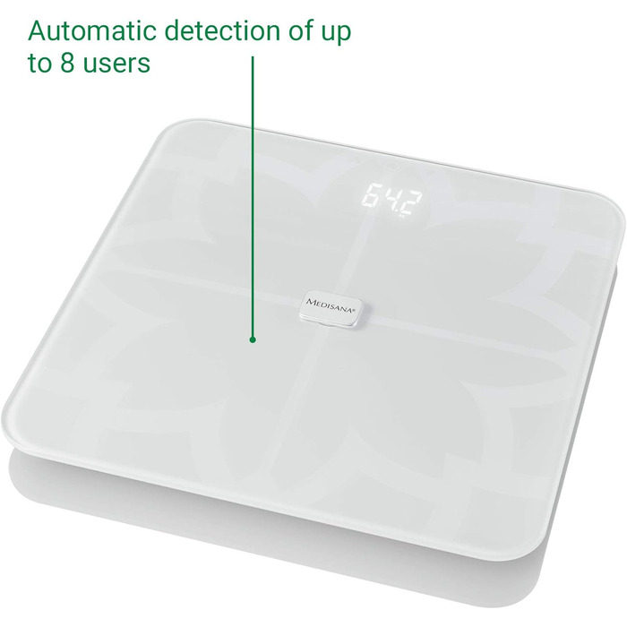 Medisana BS 450 Connect – цифрова вага для тіла, жирові та водні показники, аналіз м'язової маси й кісткової тканини, з додатком, чорна