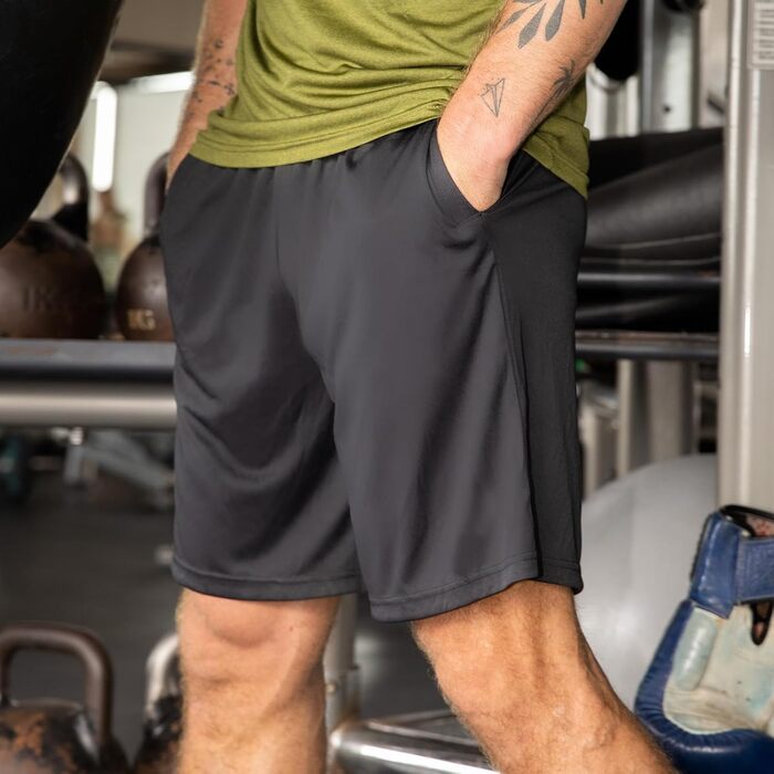 5 пар чоловічих спортивних шортів ZENGVEE з кишенями, швидковисихаючі, дихаючі, для бігу, тренувань, активного відпочинку (Outdoor), спортзалу. Кольори: чорний, сірий, темно-синій, зелений. Розмір M