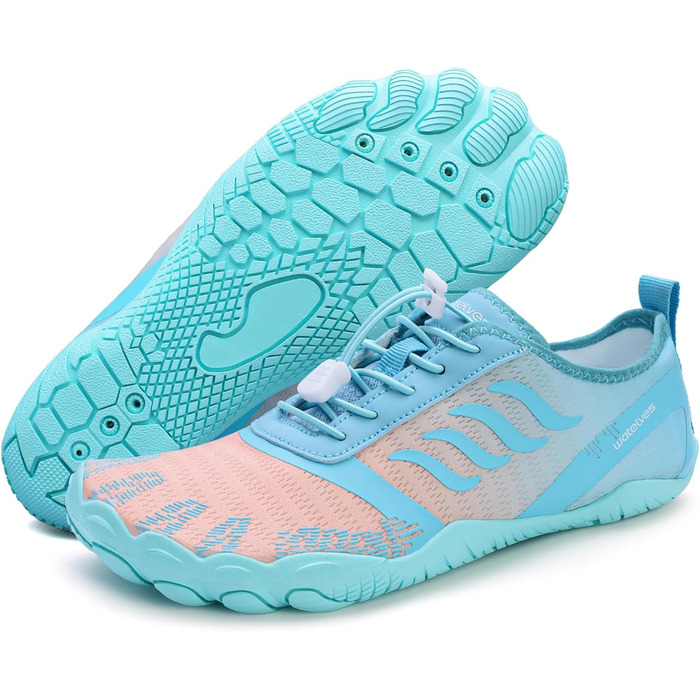 Водні черевики для жінок та чоловіків WateLves, підошва з неслизьким покриттям, широка передня частина, блакитний колір, розмір 37 EU