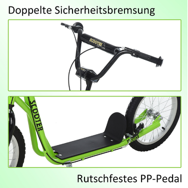 Дитячий самокат HOMCOM, Kick Scooter, Міський самокат, Kickscooter, Самокат Kids, Кікборд з пневматичними шинами, Ручне гальмо, Самокат Kids, від 5 років| Аосом