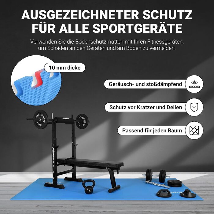 Набір захисних килимків для підлоги MSPORTS Premium (8 шт, 3.2 м²) – протиковзні пазл-мати для йоги, фітнесу та домашнього спортзалу, королівський синій