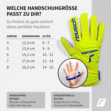 Воротарські рукавички Reusch Attrakt Solid Junior (Safet Yellow/Dp Blue/White) для дітей 5-16 років. Latex Solid, дихаючі, для тренувань та ігор