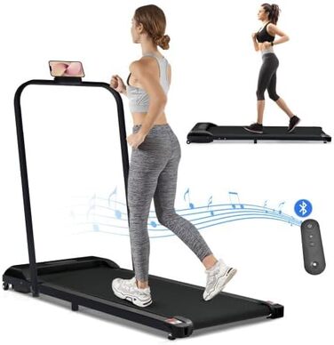 Бігова доріжка SogesHome 2 в 1 для дому, Walking Pad з LED-дисплеєм, Bluetooth, дистанційним керуванням, 1-6 км/год, чорна