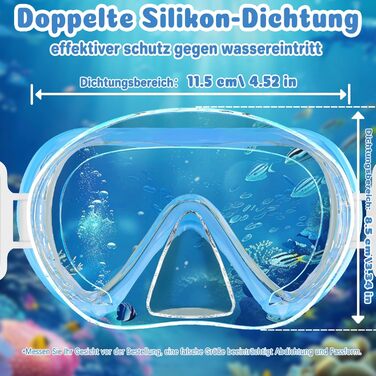 Дитячі маски для снорклінгу COOLOO з наголов'ям, 180° панорама, HD, анти-запар, анти-тік, для дітей 4-16 років (3-Блакитний)