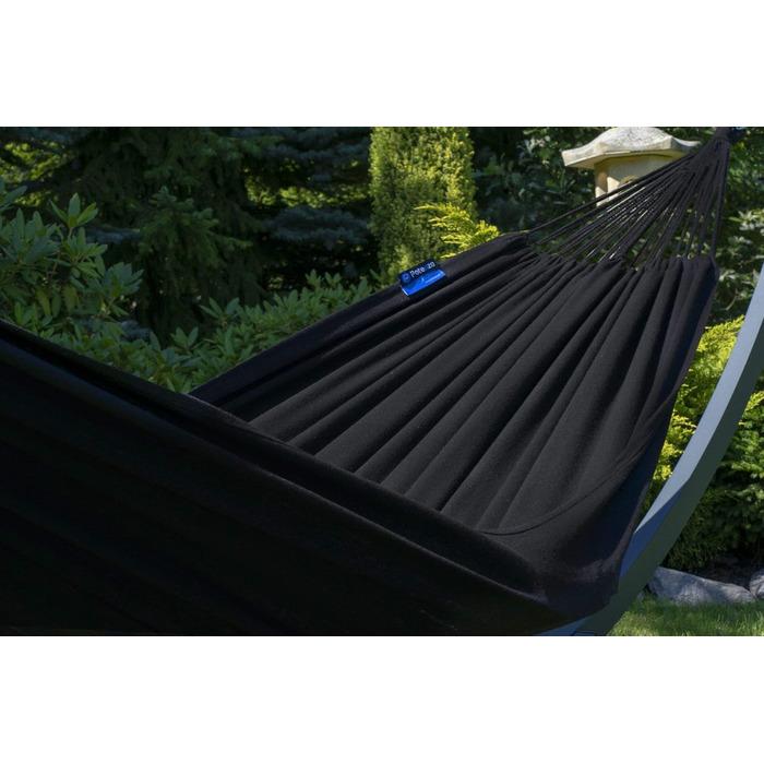 Гамак вуличний Potenza для двох осіб з каркасом XXL 220x160 см, бавовна, до 200 кг, стійкий до погодних умов (чорний/зелений)
