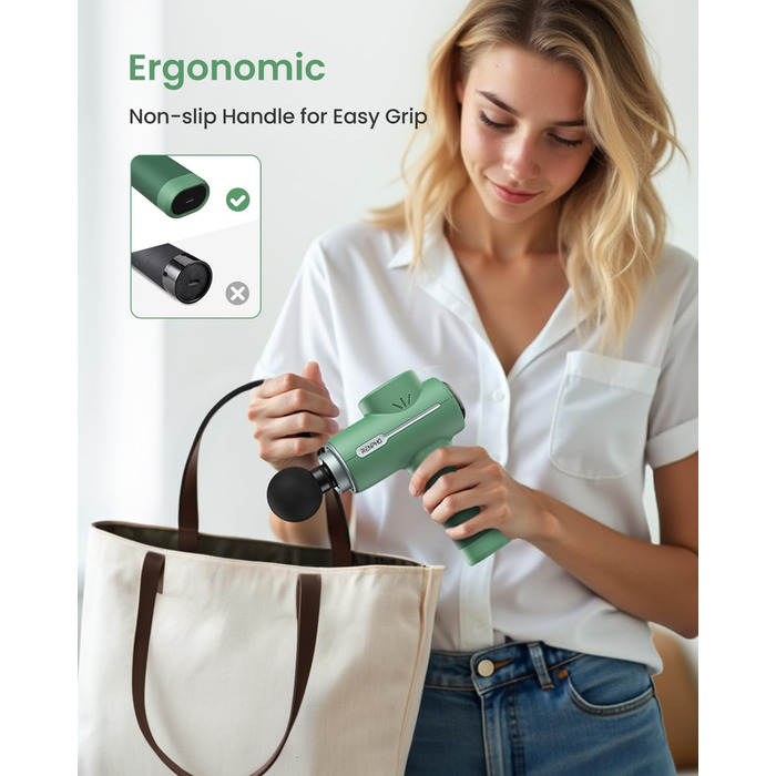 Масажер для м'язів RENPHO Active Massage Gun - масажний пістолет для глибоких тканин, зелений