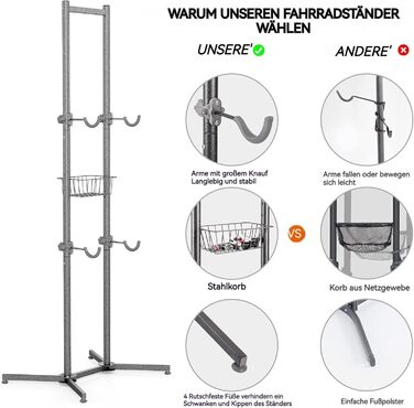 Підставка для велосипедів CXWXC на 4 велосипеда, до 70 кг, для гаража, дому, вулиці