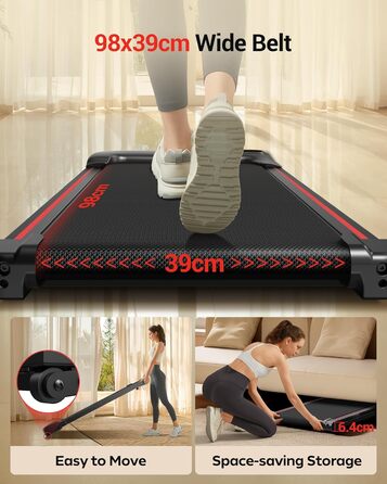 Бігова доріжка CURSOR Walking Pad з нахилом 1-8 км/год, біговий доріжка з нахилом для дому, з потрійною амортизацією та тихим 2.5PS мотором, стіл для бігу, максимальне навантаження 136 кг, чорний