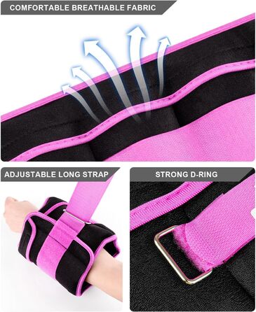 Утяжелители для рук и ног Fragraim, 6 кг (пара), регулируемые, по 3 кг на сторону, фиолетовые