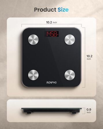 Ваги RENPHO: цифрові ваги для тіла з Bluetooth, аналіз складу тіла (жир, м'язи, BMI, вода), максимальне навантаження 180 кг, чорний