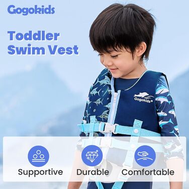 Дитяча жилетка для плавання Gogokids - блакитний дельфін, S