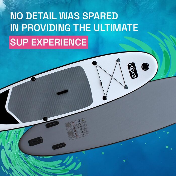 Надувна SUP-дошка HIKS 10.6ft (3,2 м) сірого кольору з веслом, насосом, рюкзаком і страховкою, універсальна для всіх рівнів, ідеально для початківців