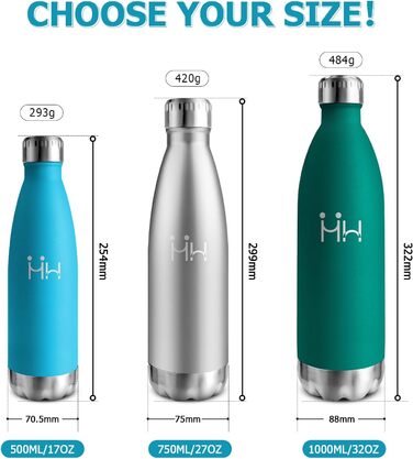 Термос-пляшка 750 мл, ізольована пляшка для води з нержавіючої сталі, без BPA, водонепроникна термопляшка з подвійними стінками, підходить для газованої води, для університету, роботи, подорожей, спорту, активного відпочинку, хлопчиків та дівчаток, темно-