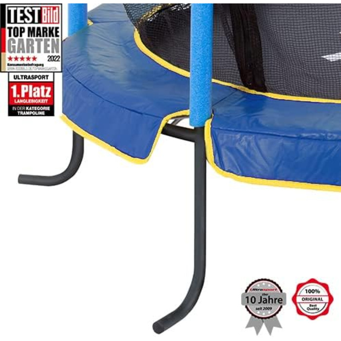 Трамплін Ultrasport Uni-Jump для дітей на відкритому повітрі: Ø 140-460 см, до 150 кг. Комплект з сіткою, захистом та монтажним набором. Трамплін для дому 140 см (блакитний)