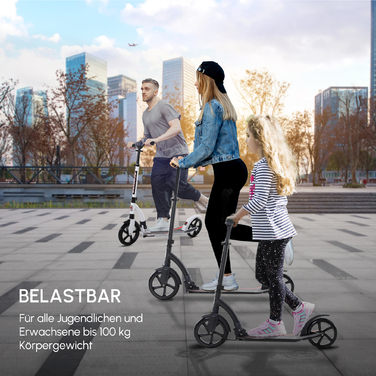 Скутер-ролер складний, з амортизатором, від 14 років, чорний