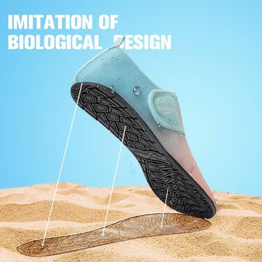 Шкарпетки для плавання WateLves: аквашузи для чоловіків та жінок, шкарпетки для басейну та пляжу, дихаючі, швидковисихаючі, унісекс, 38/39 EU, блакитний/оранжевий