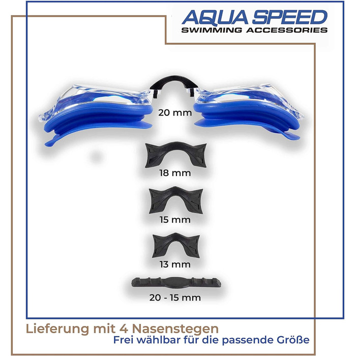 Плавальні окуляри Aqua Speed Lumina з діоптріями для дорослих, для короткозорих, індивідуальний підбір лінз, сині, прозорі