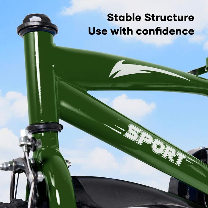 Дитячий велосипед BODIOO 14 дюймів: надійний велосипед для хлопчиків та дівчаток з додатковими колесами, регульованим сидінням та гальмами