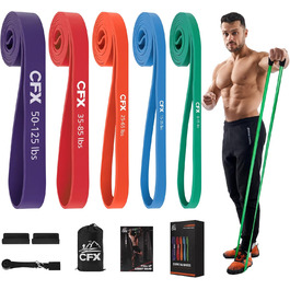 Фітнес гумки CFX: 8 шт. з дверним кріпленням, сумкою та інструкцією для фітнесу, розтяжки, йоги та силових тренувань