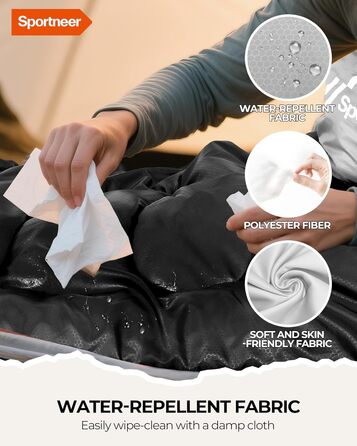 Сплячий мішок Outdoor Sportneer для дорослих та дітей - легкий, портативний, для кемпінгу, походів, рюкзаків, 220x80 см, чорний