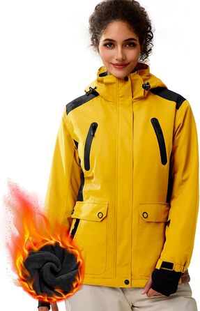 Водонепроникна жіноча зимова куртка FREE SOLDIER з флісовою підкладкою та капюшоном. Зимова куртка-дощовик Ginger Yellow