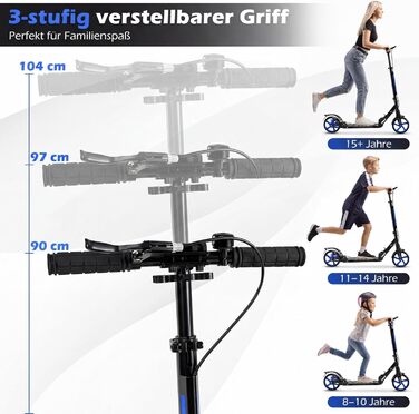COSTWAY Розкладний електросамокат з дзвіночком та підніжкою, регульована висота керма, для дітей та дорослих (блакитний)