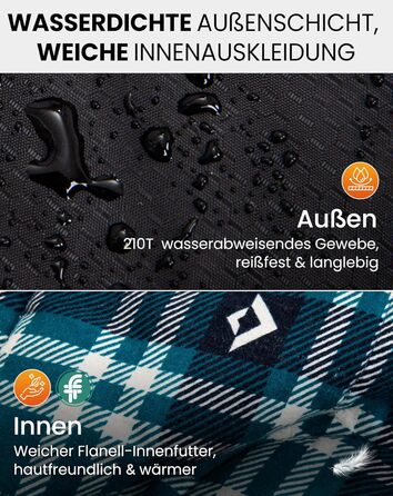 Сплячий мішок KingCamp Flannel для дорослих, 4 сезони, ультралегкий, бавовна, теплий, ковдровий, водонепроникний, для кемпінгу та повсякденного використання, чорний, L, блискавка