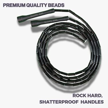 Стрибкове канат Elevate Rope Professional з перлами, 3м, регульований, полісний шнур, для фрістайлу, кардіо та трюків, для всіх рівнів, чорний