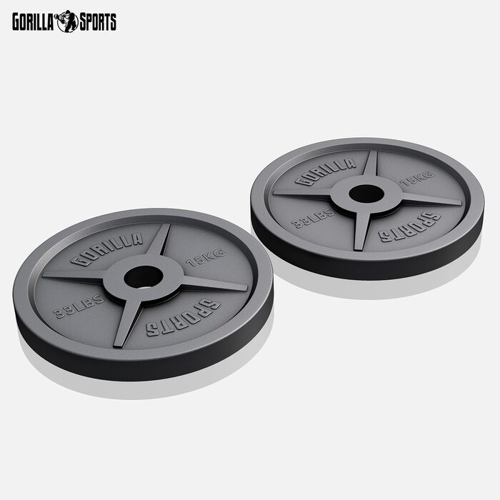 Олімпійські млинці GORILLA SPORTS, чавун, 1,25–30 кг, 50 мм, окремо або набір