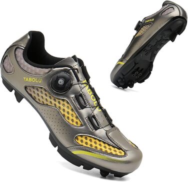 Велосипедні черевики MTB для чоловіків та жінок, сумісні з SPD, унісекс, золоті