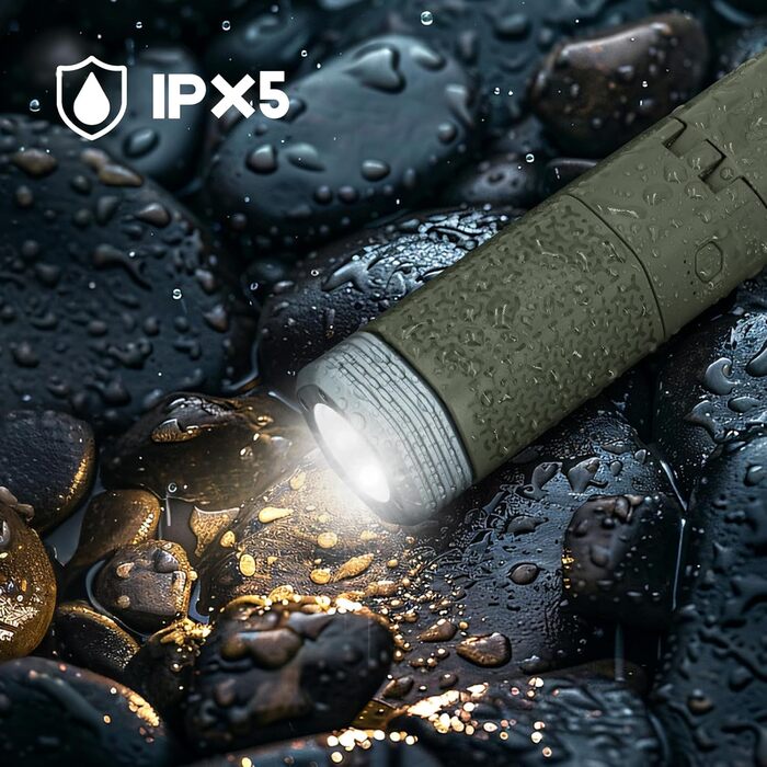 Налобний ліхтар-телескоп, 10500mAh, перезаряджається, водонепроникний, з магнітом, чорний/зелений