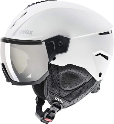 Лижний шолом uvex instinct visor з візором для жінок і чоловіків, біло-чорний матовий, розмір 56-58 см, індивідуальне регулювання