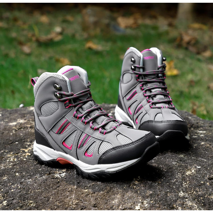 Жіночі трекінгові черевики для хайкінгу та туризму. Зручні, з антиковзкою підошвою. Кольори: рожевий, сірий. Розмір 36 EU