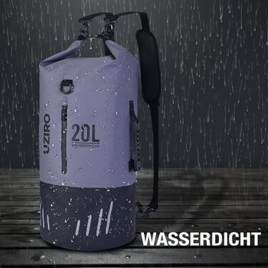 Водонепроникний рюкзак UZIRO 20L, Dry Bag, сірий