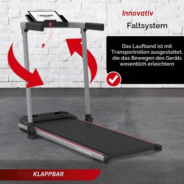 Електрична бігова доріжка Walden F2800 складана — Walking Pad для дому та офісу, мотор 2.5 к.с., швидкість 1-10 км/год, 12 програм, LCD-дисплей, для фітнесу та схуднення