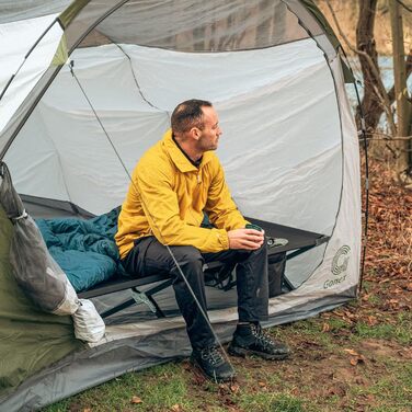 Кемпінгове ліжко HAINBAUR XXL 210x100/210x70, чорне, до 200 кг, складне, з інструментом для збирання