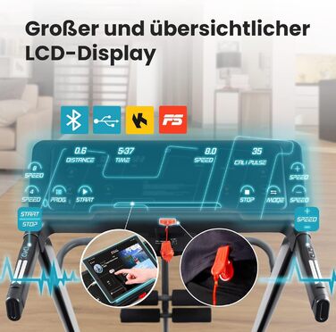 Бігова доріжка Hop-Sport HS-1200LB Soul 3-в-1 для дому з масажером, станцією для пресу, складана, LCD-дисплей, керування через додаток, 15 програм, швидкість до 14 км/год
