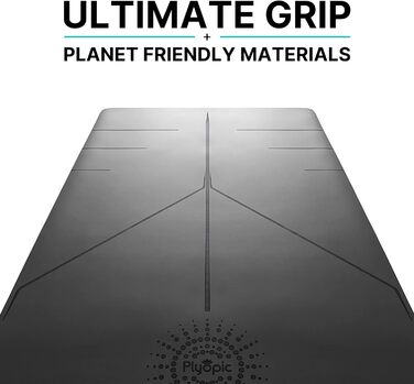 Йога-мат Plyopic Ultra-Grip Pro+ з розміткою, антиковзкий, комфортний, стійкий до поту, для йоги, пілатесу, бікрам та хот-йоги