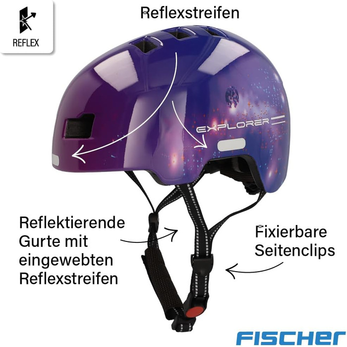 Дитячий велосипедний шолом FISCHER BMX з LED-підсвіткою, шолом для велоспорту, захисний шолом для дітей, Dirt Bike, інтегроване заднє світло