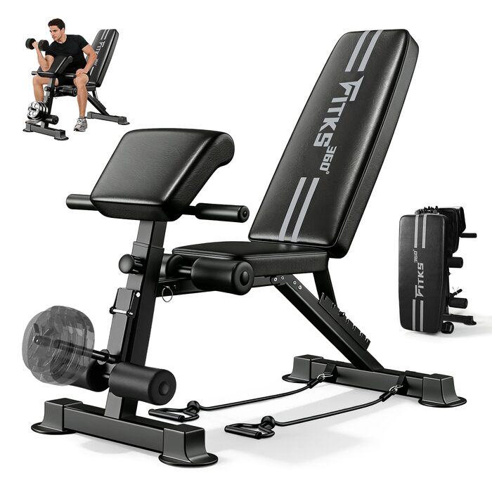 Багатофункціональна розкладна лава для гантелей 13 в 1, регульована фітнес-лава для дому, тренажер для вправ на прес та всього тіла, витримує до 400 кг