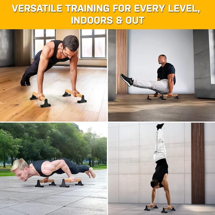 Паралелети Double Circle з дерев'яними ручками - обладнання для калістеніки. Нековзні турніки для віджимань, стійки для перевороту вперед