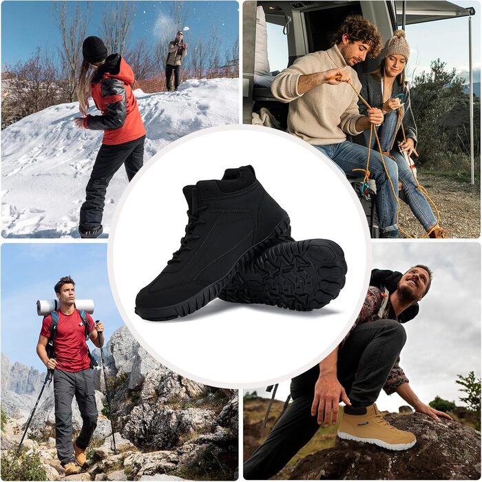 Зимові черевики IceUnicorn: теплі, з підкладкою, шкіряні, чорні (40 EU) для жінок та чоловіків