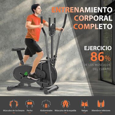 Еліптичний тренажер Neezee 2-в-1 для дому: крос-тренажер та степер з LCD-монітором, регульованим опором, чорний (макс. вага 120 кг)