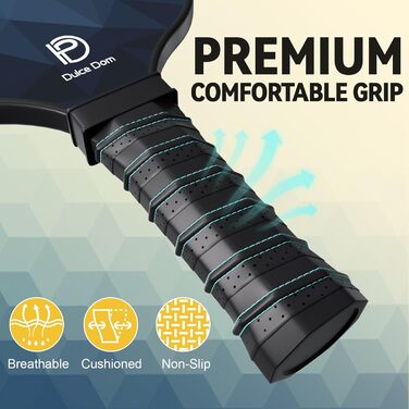 Набір піклбол-ракетки DULCE DOM (2/4 шт.) з м'ячами та сумкою, схвалено USAPA, скловолокно/вуглеволокно, для гри в приміщенні та на вулиці