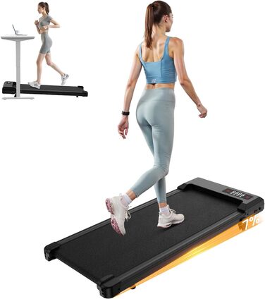 Біговий доріжка для дому HomeFitnessCode з нахилом, Walking Pad, електрична, 1-8 км/год, міні, чорна, 85 см